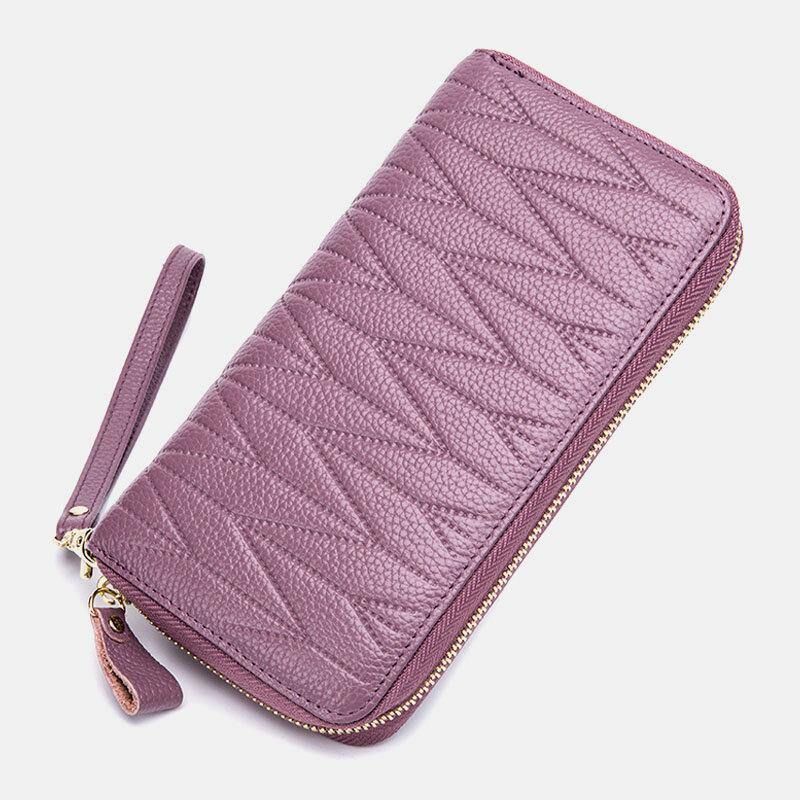 Femmes En Cuir Véritable Rfid Organ Design Multi-card Slot Clutch Purse Long Wallet