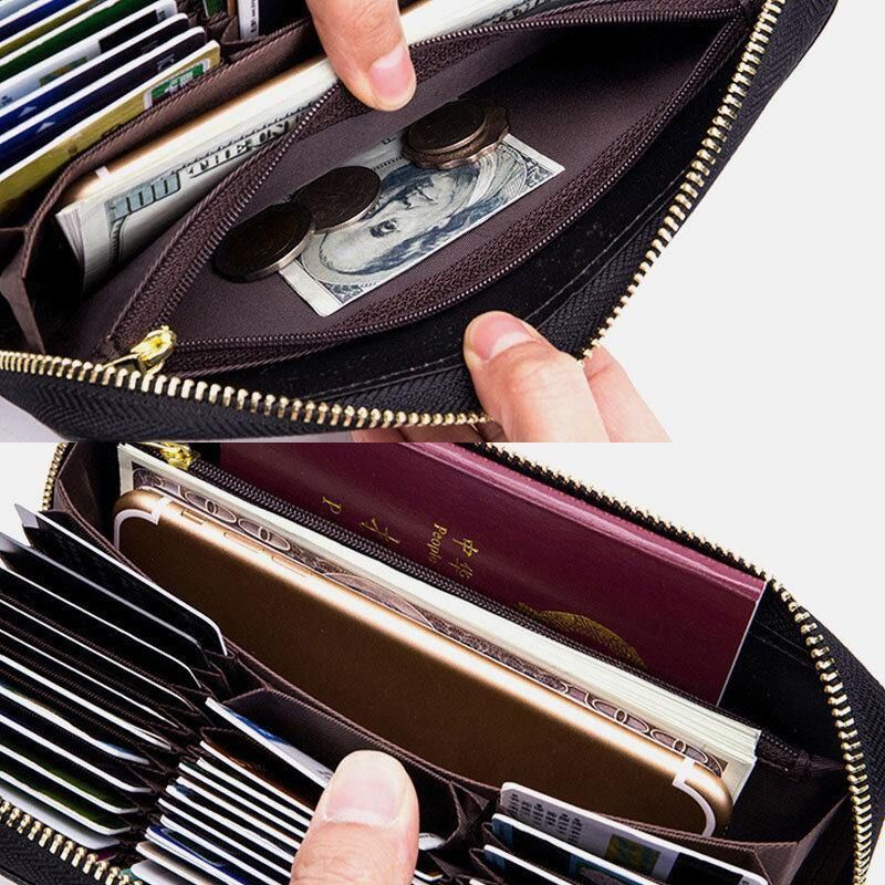 Femmes En Cuir Véritable Rfid Organ Design Multi-card Slot Clutch Purse Long Wallet