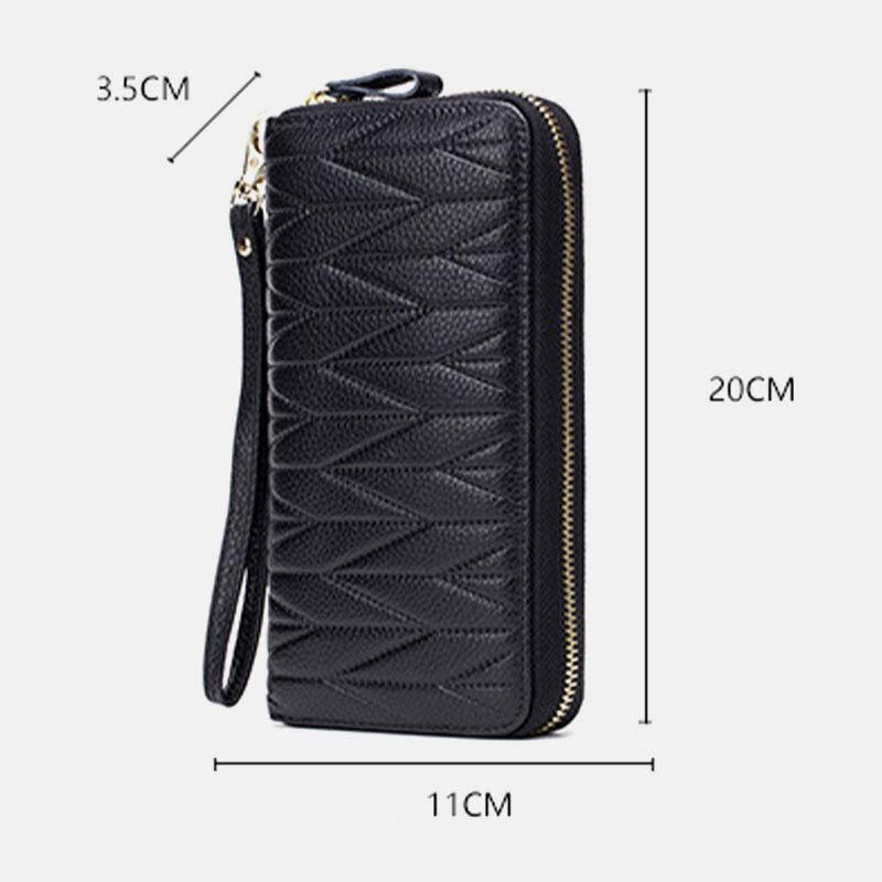 Femmes En Cuir Véritable Rfid Organ Design Multi-card Slot Clutch Purse Long Wallet