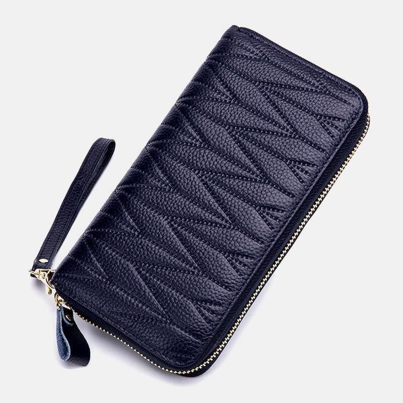 Femmes En Cuir Véritable Rfid Organ Design Multi-card Slot Clutch Purse Long Wallet