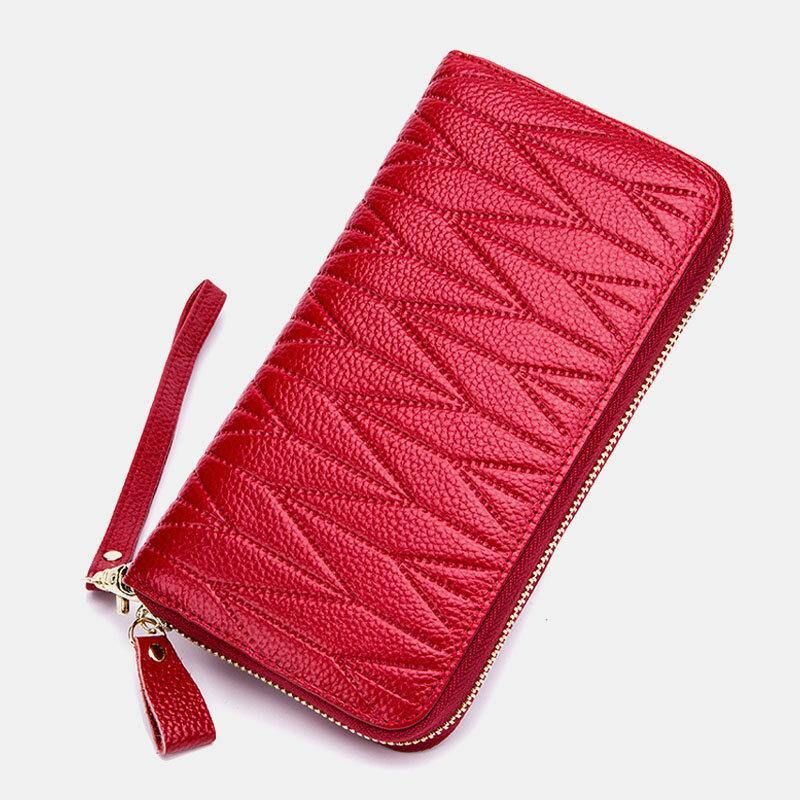 Femmes En Cuir Véritable Rfid Organ Design Multi-card Slot Clutch Purse Long Wallet