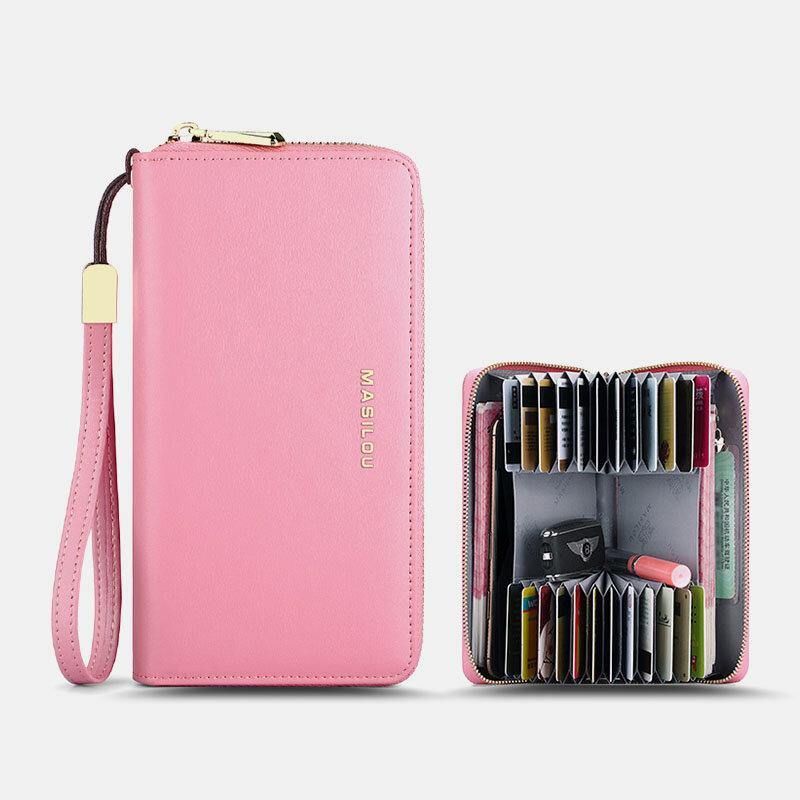 Femmes Longue Grande Capacité En Cuir Véritable Portefeuille Simple Rfid Anti-vol 6.5 Pouces Pochette Portefeuille Multi-cartes Fentes Porte-carte Sac À Main