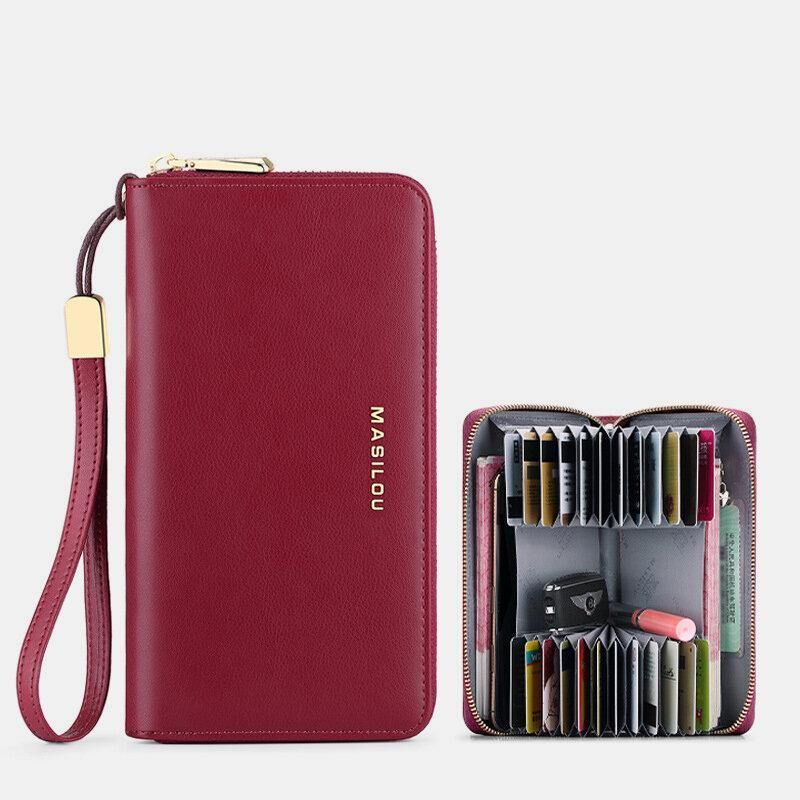 Femmes Longue Grande Capacité En Cuir Véritable Portefeuille Simple Rfid Anti-vol 6.5 Pouces Pochette Portefeuille Multi-cartes Fentes Porte-carte Sac À Main