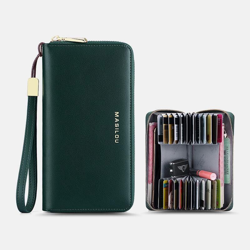 Femmes Longue Grande Capacité En Cuir Véritable Portefeuille Simple Rfid Anti-vol 6.5 Pouces Pochette Portefeuille Multi-cartes Fentes Porte-carte Sac À Main