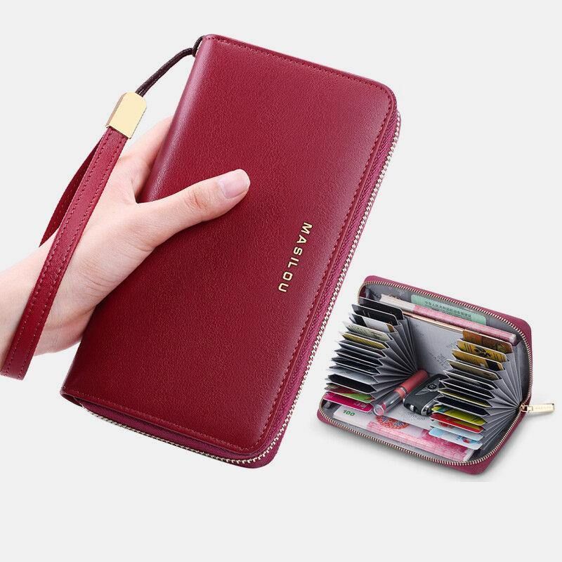 Femmes Longue Grande Capacité En Cuir Véritable Portefeuille Simple Rfid Anti-vol 6.5 Pouces Pochette Portefeuille Multi-cartes Fentes Porte-carte Sac À Main