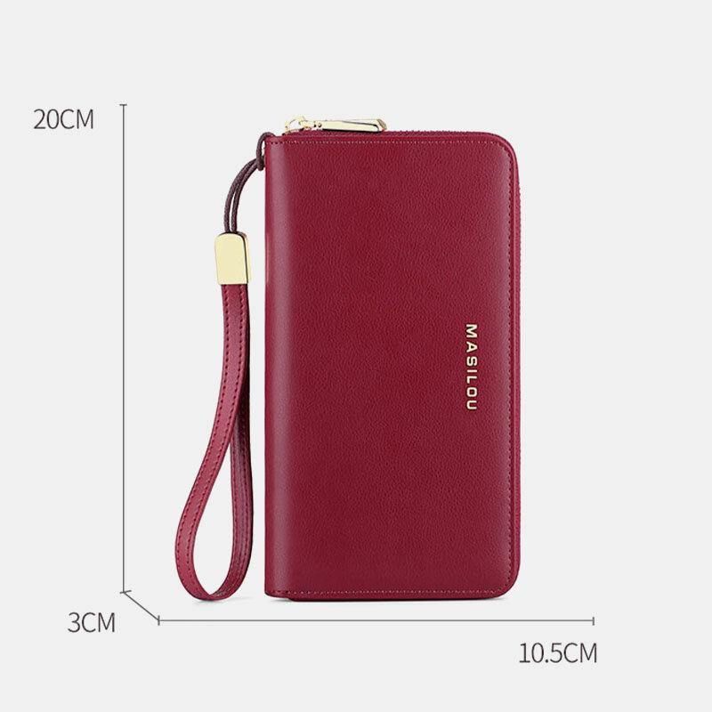 Femmes Longue Grande Capacité En Cuir Véritable Portefeuille Simple Rfid Anti-vol 6.5 Pouces Pochette Portefeuille Multi-cartes Fentes Porte-carte Sac À Main