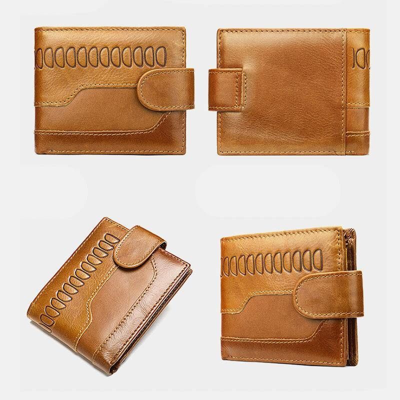 Hommes En Cuir De Vachette Rétro 8 Cartes Fente Carte De Licence Sac Portefeuille