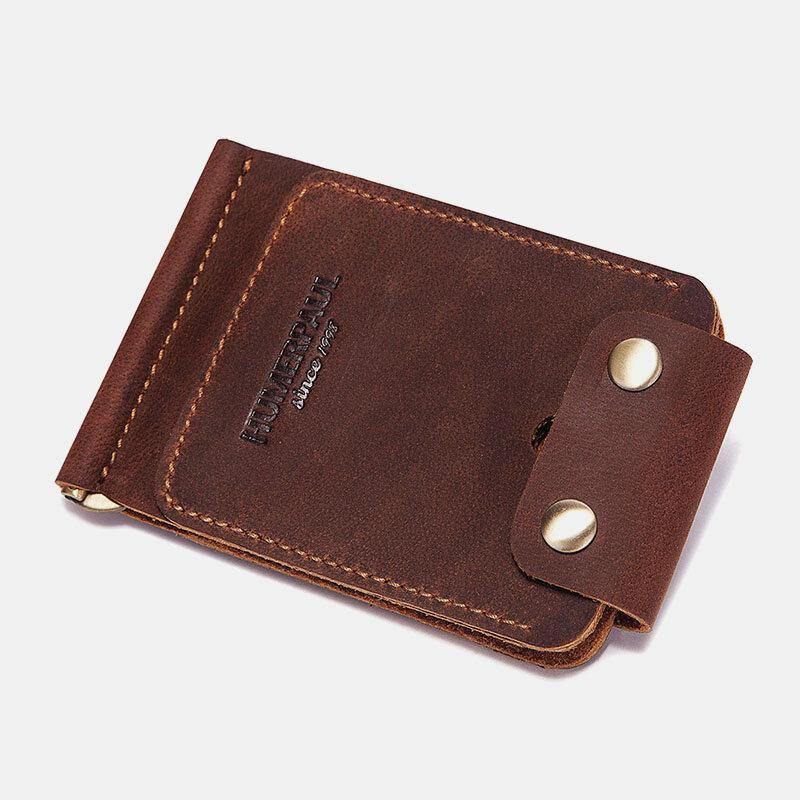 Hommes En Cuir Véritable Moraillon Vintage Multifonction Porte-cartes Pinces À Billets Portefeuille Sac À Main