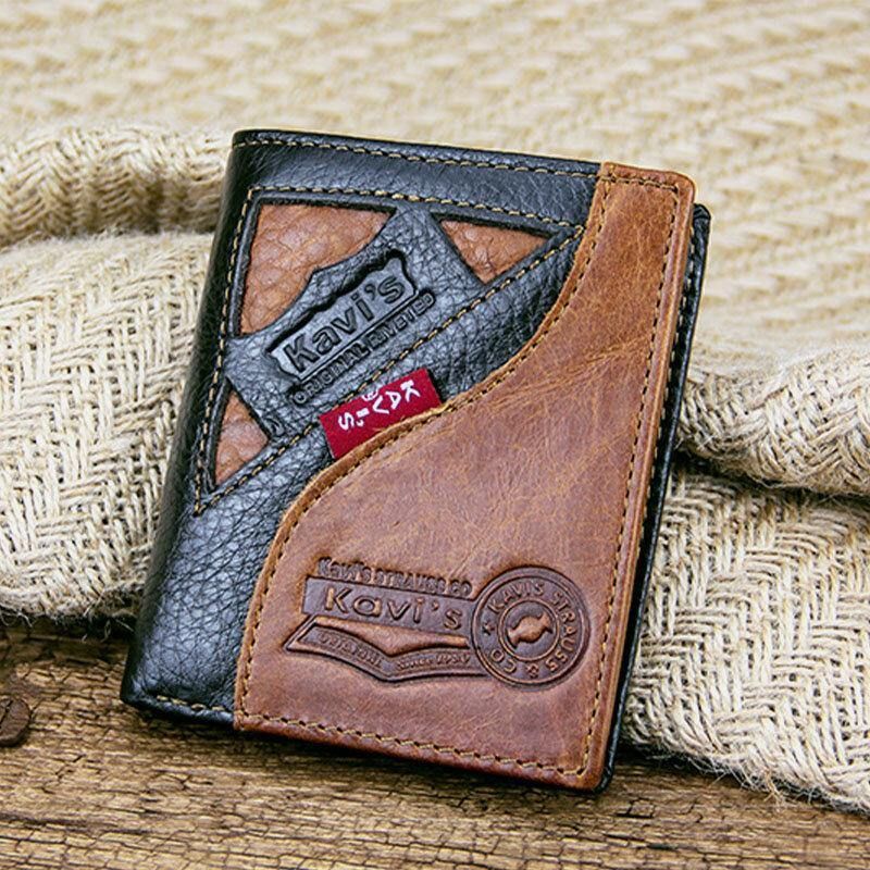 Hommes En Cuir Véritable Rétro Mode Multi-fente En Cuir Pochette Portefeuille Porte-cartes Portefeuille