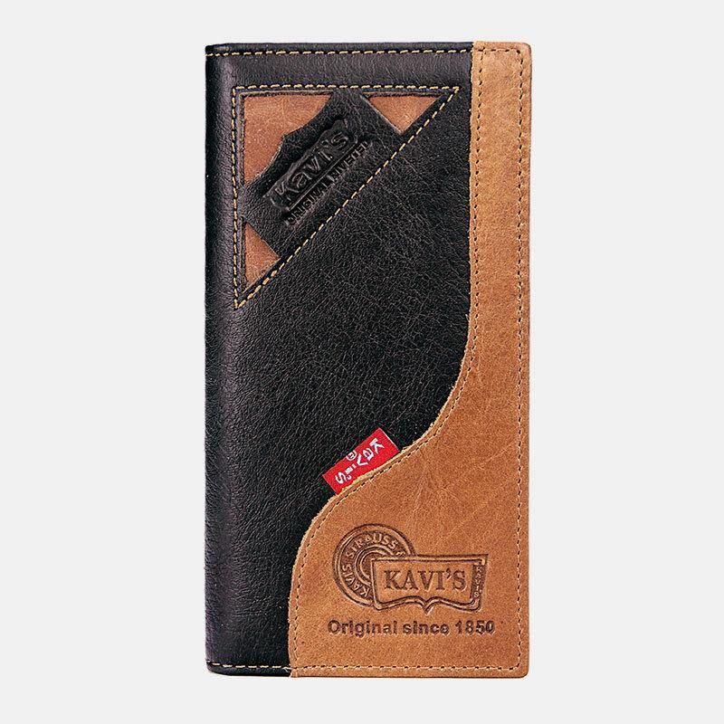 Hommes En Cuir Véritable Rétro Mode Multi-fente En Cuir Pochette Portefeuille Porte-cartes Portefeuille