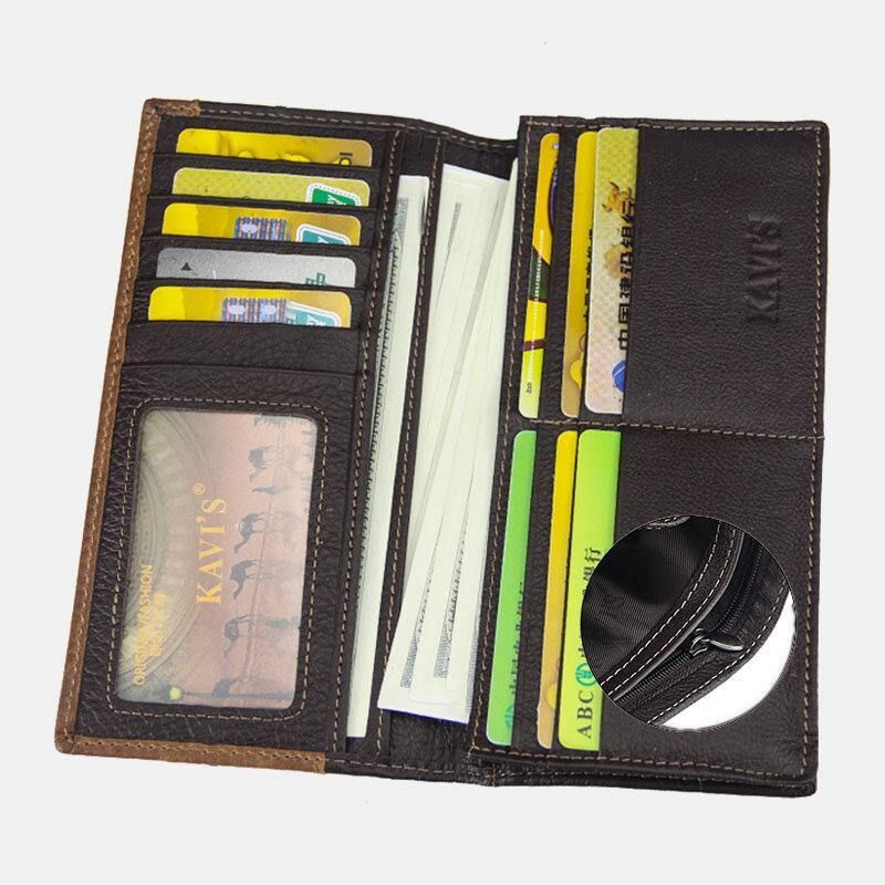 Hommes En Cuir Véritable Rétro Mode Multi-fente En Cuir Pochette Portefeuille Porte-cartes Portefeuille