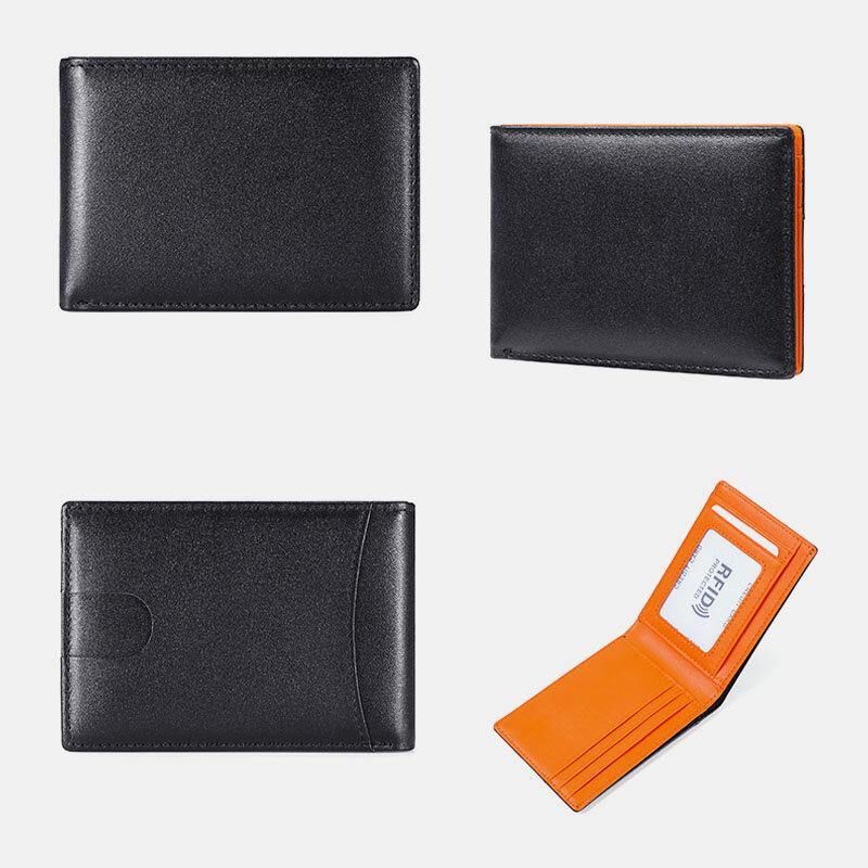 Hommes En Cuir Véritable Rfid Anti-vol Push Card Slot Multi-slot License Case Card Holder Wallet