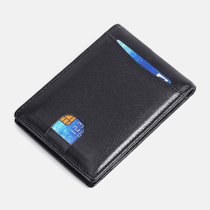 Hommes En Cuir Véritable Rfid Anti-vol Push Card Slot Multi-slot License Case Card Holder Wallet