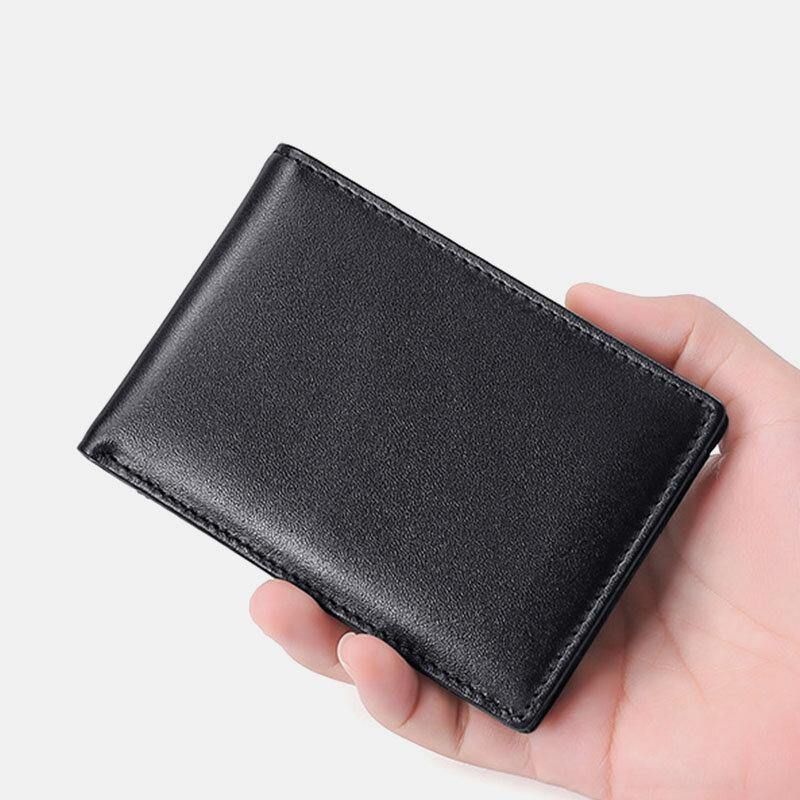 Hommes En Cuir Véritable Rfid Anti-vol Push Card Slot Multi-slot License Case Card Holder Wallet