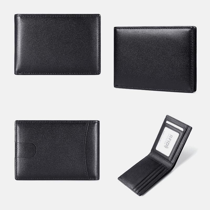 Hommes En Cuir Véritable Rfid Anti-vol Push Card Slot Multi-slot License Case Card Holder Wallet