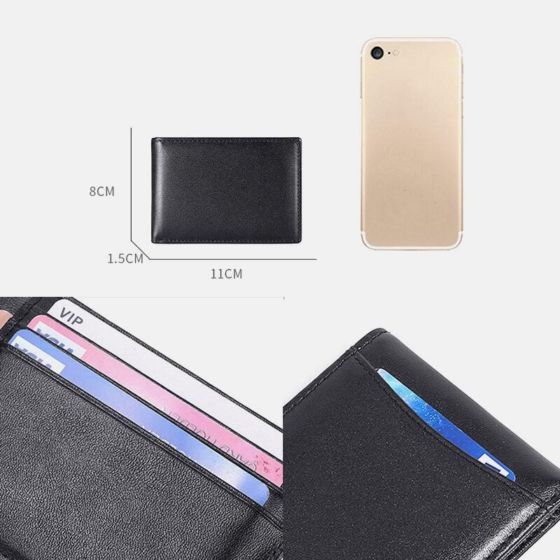 Hommes En Cuir Véritable Rfid Anti-vol Push Card Slot Multi-slot License Case Card Holder Wallet