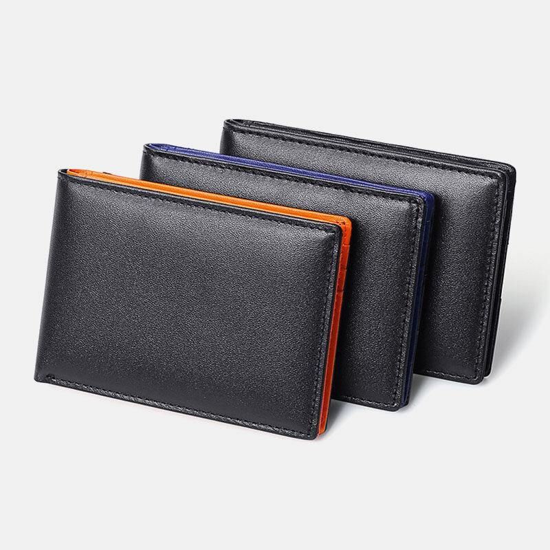 Hommes En Cuir Véritable Rfid Anti-vol Push Card Slot Multi-slot License Case Card Holder Wallet