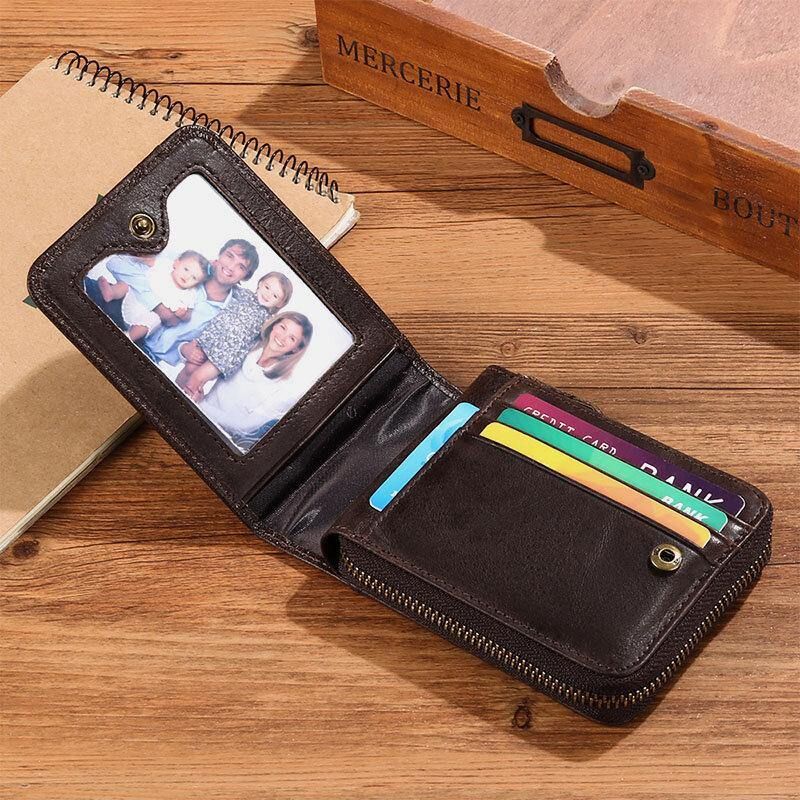 Hommes En Cuir Véritable Rfid Antivol Multi-emplacements Porte-cartes Porte-cartes Porte-cartes