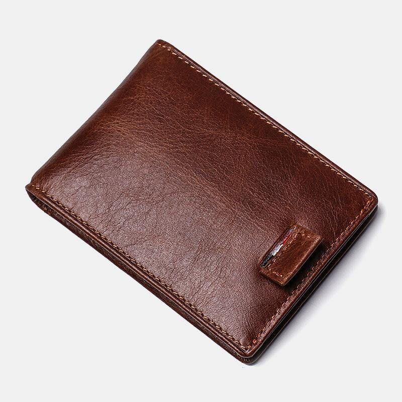 Hommes En Cuir Véritable Vintage Affaires Peau De Vache Rfid Multi-carte Fente Pince À Billets Porte-carte Portefeuille