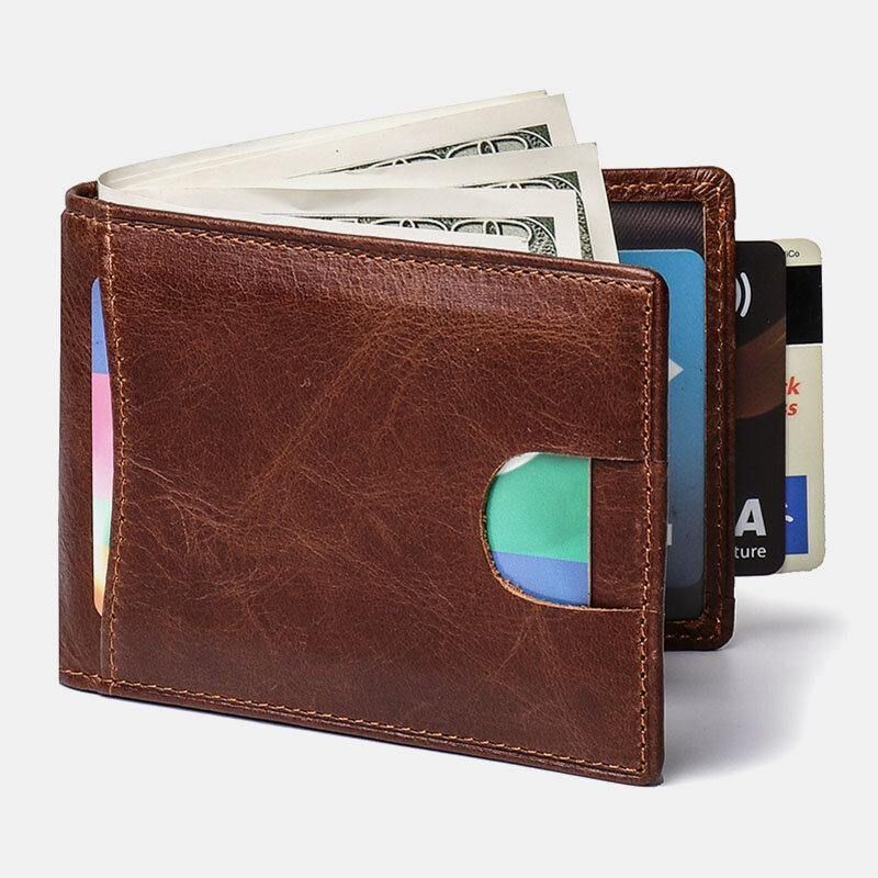 Hommes En Cuir Véritable Vintage Affaires Peau De Vache Rfid Multi-carte Fente Pince À Billets Porte-carte Portefeuille