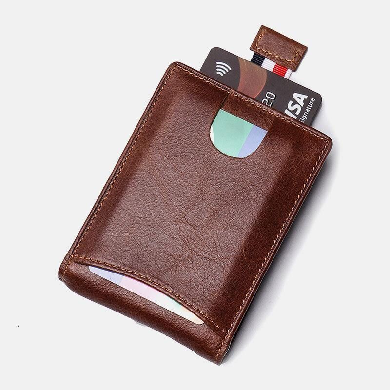 Hommes En Cuir Véritable Vintage Affaires Peau De Vache Rfid Multi-carte Fente Pince À Billets Porte-carte Portefeuille