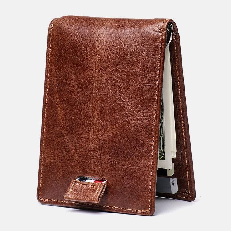 Hommes En Cuir Véritable Vintage Affaires Peau De Vache Rfid Multi-carte Fente Pince À Billets Porte-carte Portefeuille