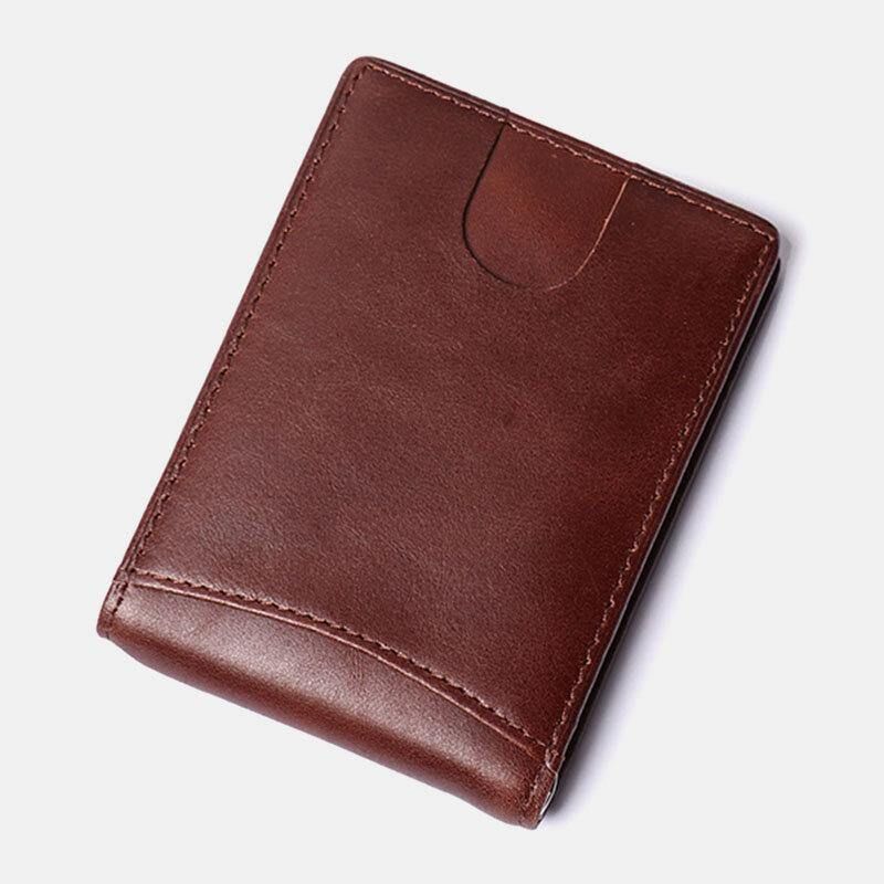 Hommes En Cuir Véritable Vintage Affaires Peau De Vache Rfid Multi-carte Fente Pince À Billets Porte-carte Portefeuille