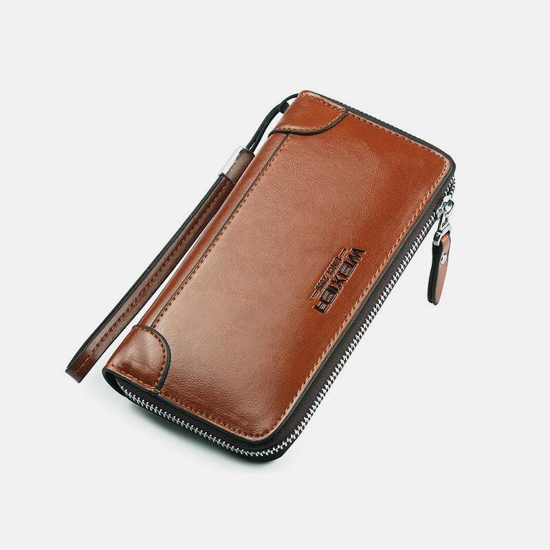 Hommes Faux Cuir Multi-slots Rétro Affaires Grande Capacité 5.5 Pouces Téléphone Sac Pochette Sac À Main Porte-carte Portefeuille