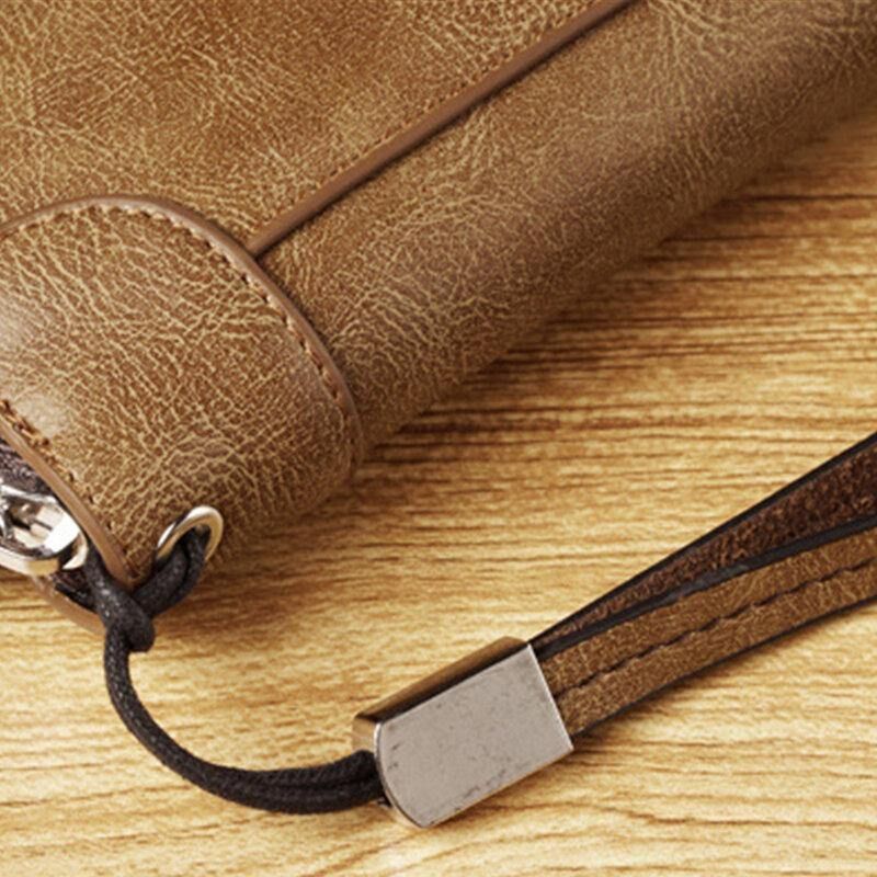 Hommes Faux Cuir Multi-slots Rétro Affaires Grande Capacité 5.5 Pouces Téléphone Sac Pochette Sac À Main Porte-carte Portefeuille