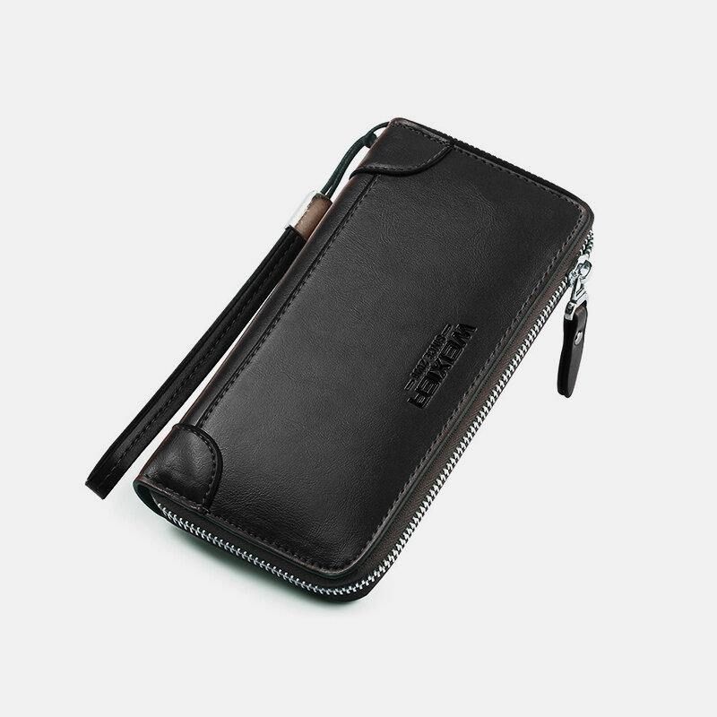 Hommes Faux Cuir Multi-slots Rétro Affaires Grande Capacité 5.5 Pouces Téléphone Sac Pochette Sac À Main Porte-carte Portefeuille