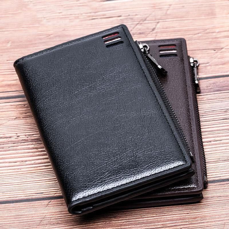 Hommes Faux Cuir Rétro Business Multi-slot Hand Carry Card Holder Wallet Clutch Purse