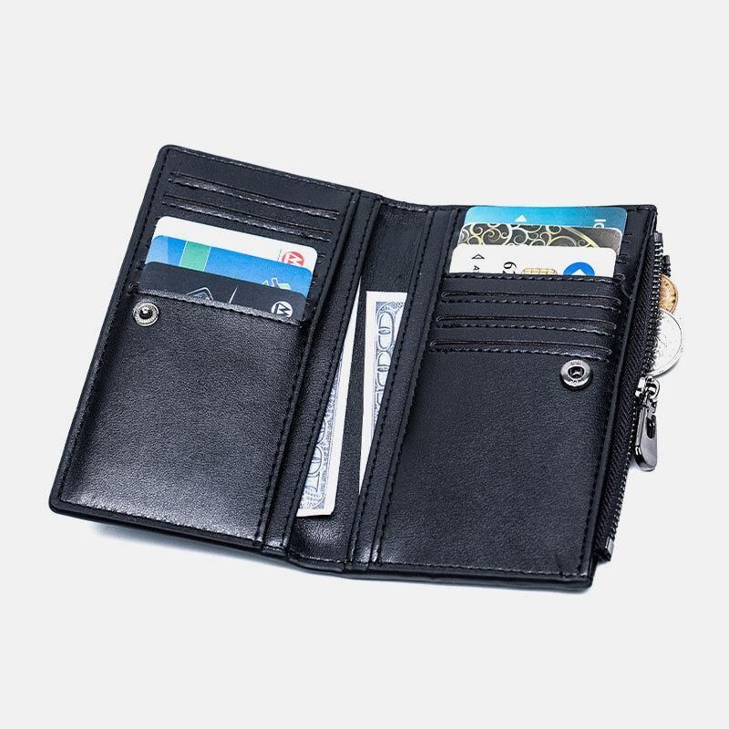 Hommes Faux Cuir Rétro Business Multi-slot Hand Carry Card Holder Wallet Clutch Purse