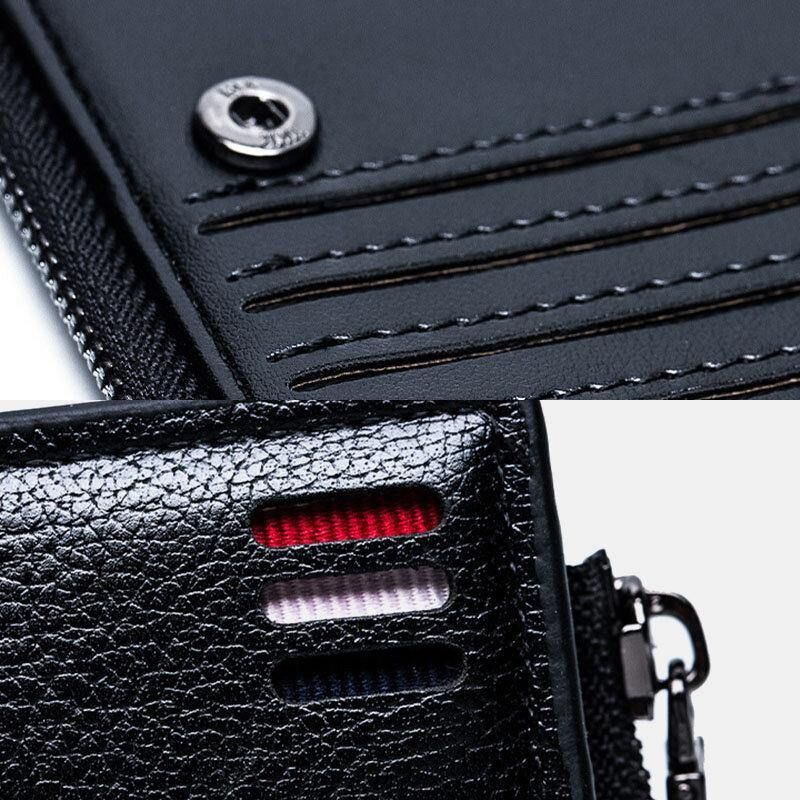 Hommes Faux Cuir Rétro Business Multi-slot Hand Carry Card Holder Wallet Clutch Purse