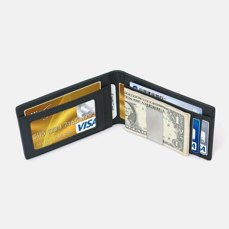 Hommes Multifonction Affaires Rfid Fibre De Carbone Us Dollar Clip Carte Commerce Court Multi-cartes Fentes Portefeuille