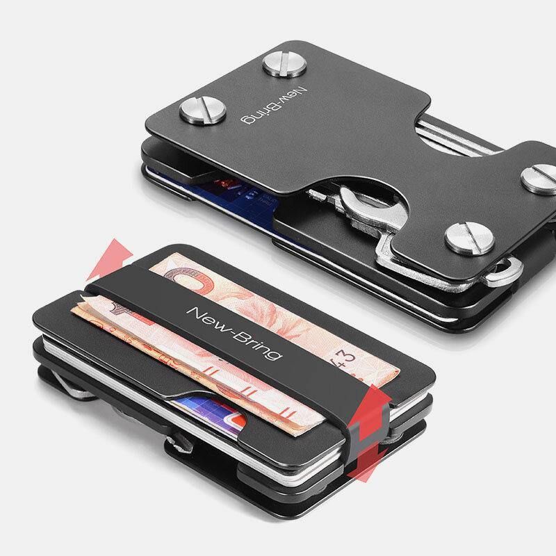 Hommes Une Pièce Edc Rfid Aluminium Multifonction Outil Porte-clés Porte-cartes Portefeuille Pince À Billets