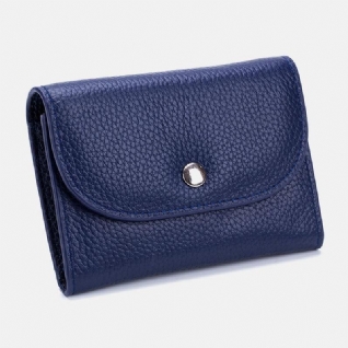 Petit Portefeuille En Cuir Véritable Pour Femme Avec Motif Litchi Multifonction