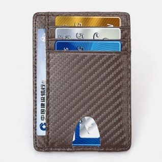 Porte-cartes En Cuir Véritable Pour Femmes Et Hommes Motif En Fibre De Carbone Rfid Portefeuille Multi-cartes