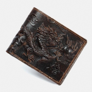 Porte-cartes En Cuir Véritable À Motif De Dragon 3d Pour Hommes