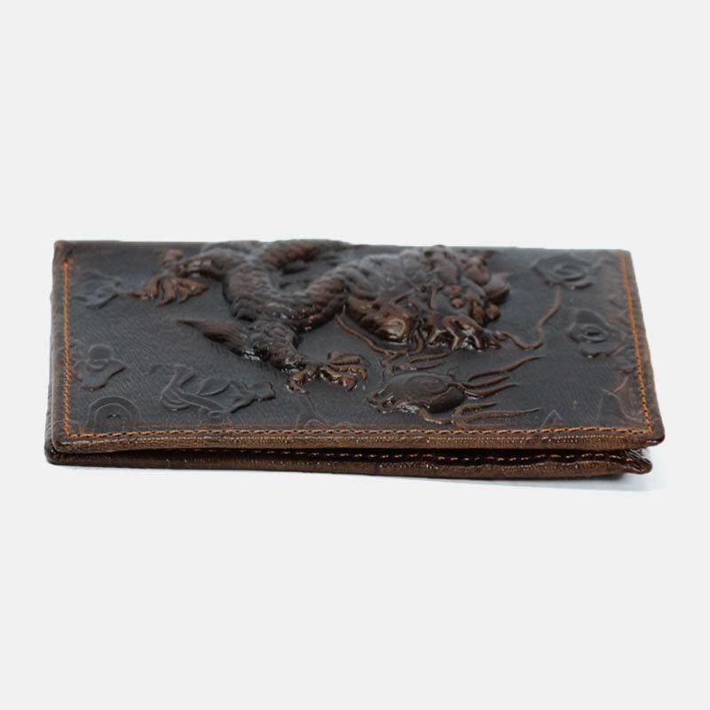 Porte-cartes En Cuir Véritable À Motif De Dragon 3d Pour Hommes