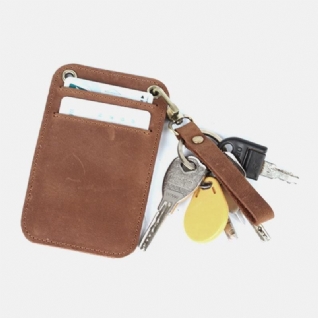 Porte-cartes Portefeuille En Cuir Véritable Rétro Pour Hommes Avec Porte-clés