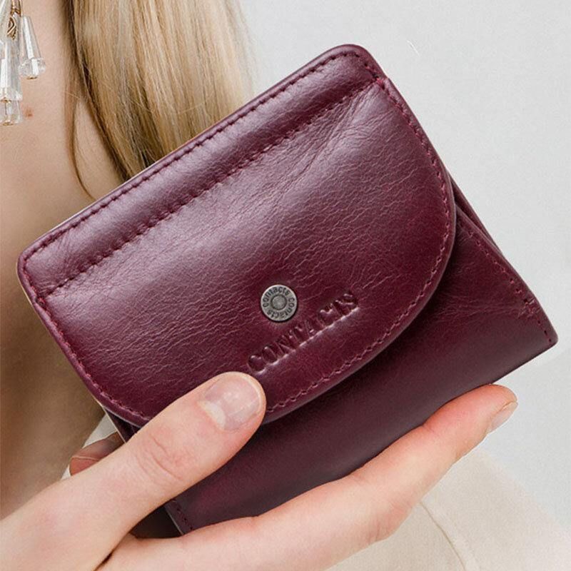 Porte-monnaie En Cuir Véritable Pour Femme Avec 8 Emplacements Pour Cartes