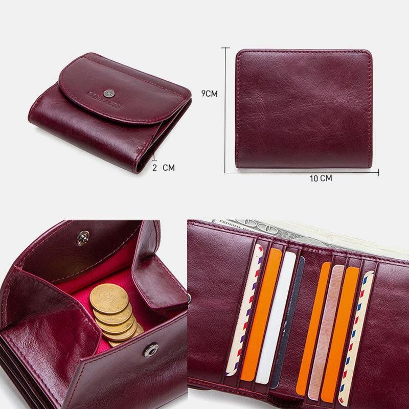 Porte-monnaie En Cuir Véritable Pour Femme Avec 8 Emplacements Pour Cartes