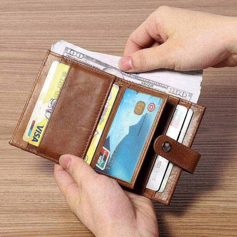 Portefeuille Porte-cartes En Cuir Multi-emplacements Rétro En Cuir Véritable Pour Hommes