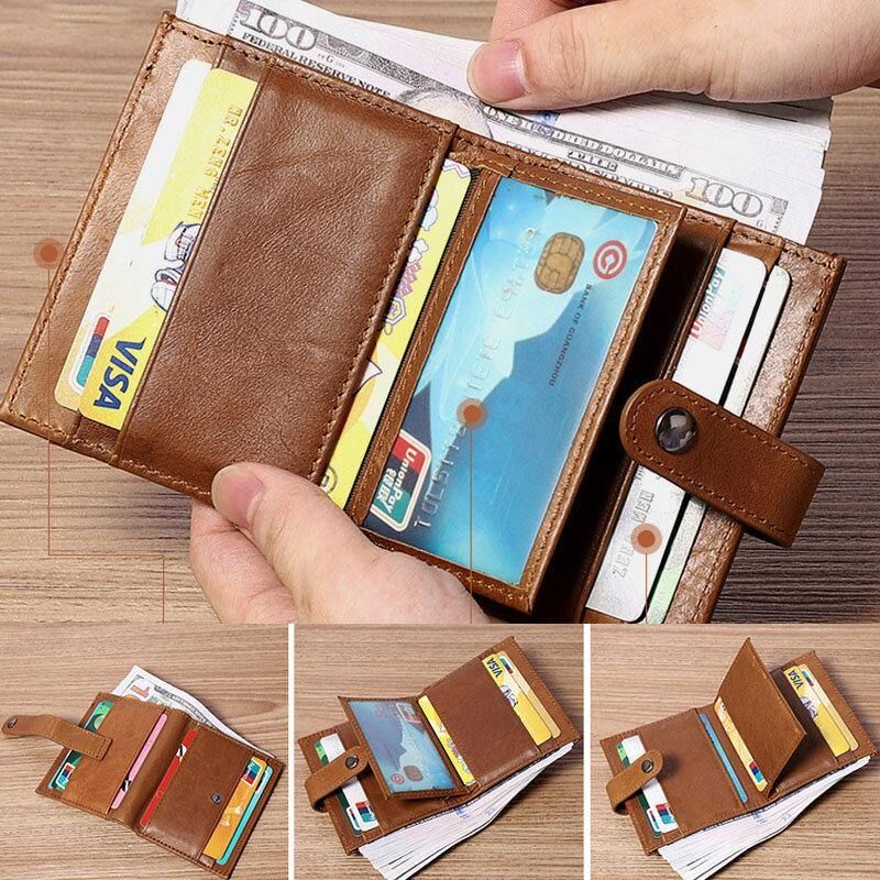 Portefeuille Porte-cartes En Cuir Multi-emplacements Rétro En Cuir Véritable Pour Hommes