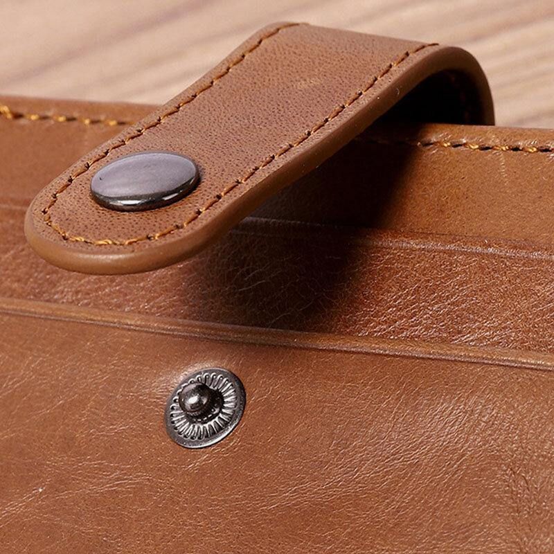 Portefeuille Porte-cartes En Cuir Multi-emplacements Rétro En Cuir Véritable Pour Hommes