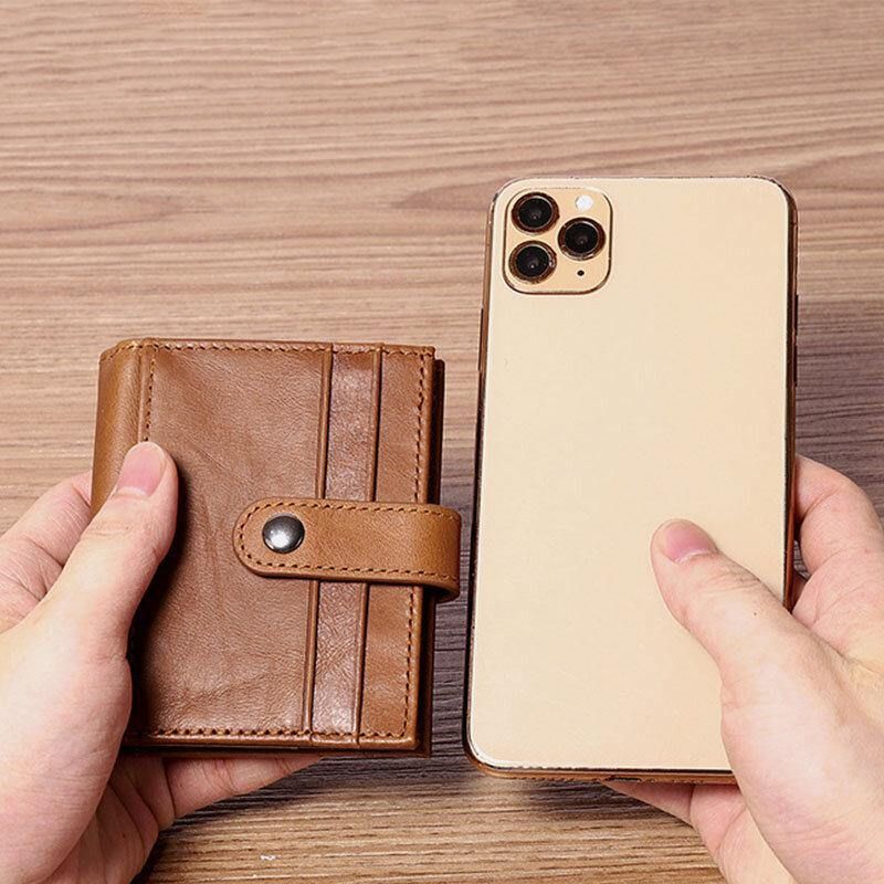 Portefeuille Porte-cartes En Cuir Multi-emplacements Rétro En Cuir Véritable Pour Hommes