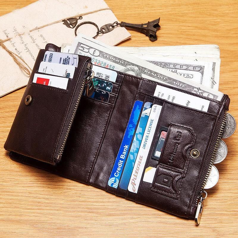 Portefeuille Porte-cartes Multi-emplacements Rfid En Cuir Véritable Pour Hommes