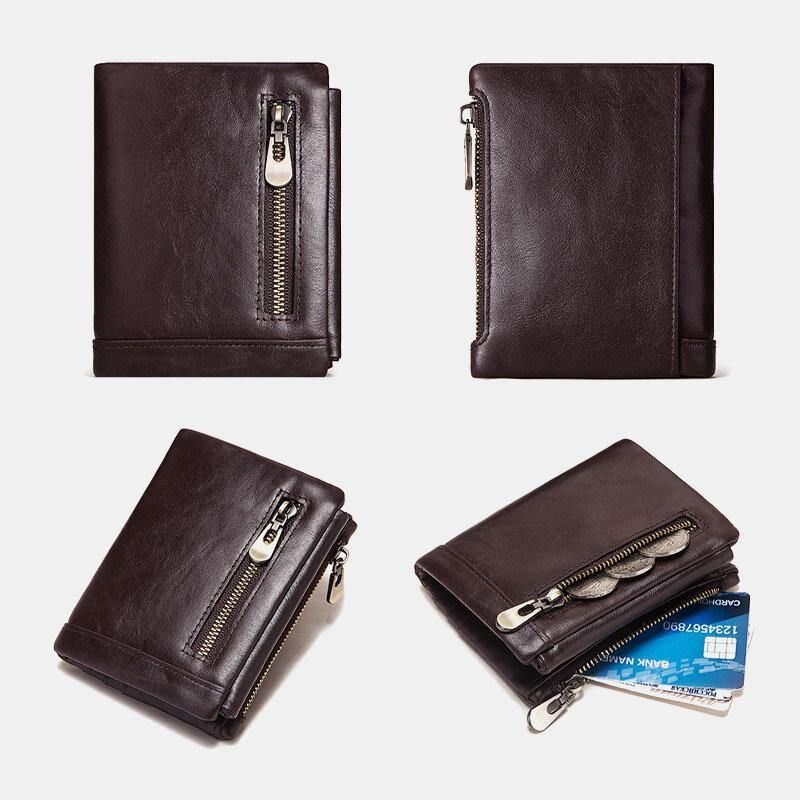 Portefeuille Porte-cartes Multi-emplacements Rfid En Cuir Véritable Pour Hommes