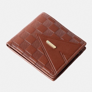 Portefeuille Porte-cartes Multi-emplacements En Similicuir Pour Hommes D'affaires Rétro Couleur Unie Motif Litchi