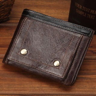 Portefeuille Porte-cartes Pliable En Cuir Véritable Pour Hommes